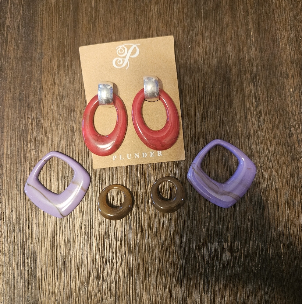 Plunder Red, Purple, and Brown Earring Collection